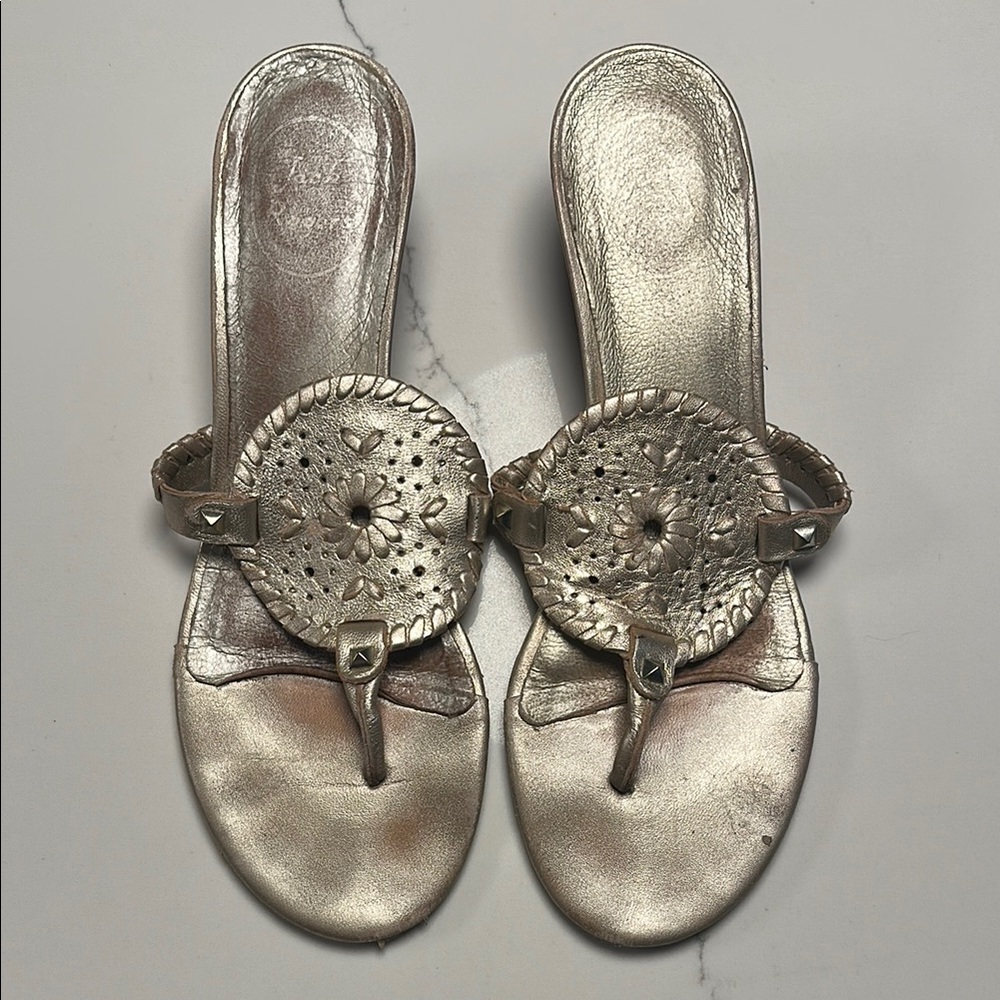 Gold Jack Rogers Women's Wedge Sandals size 9.5